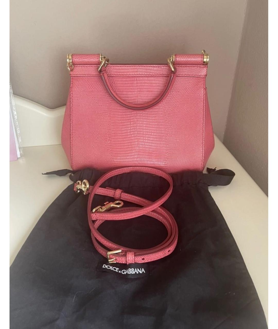 DOLCE&GABBANA Коралловая кожаная сумка с короткими ручками, фото 2