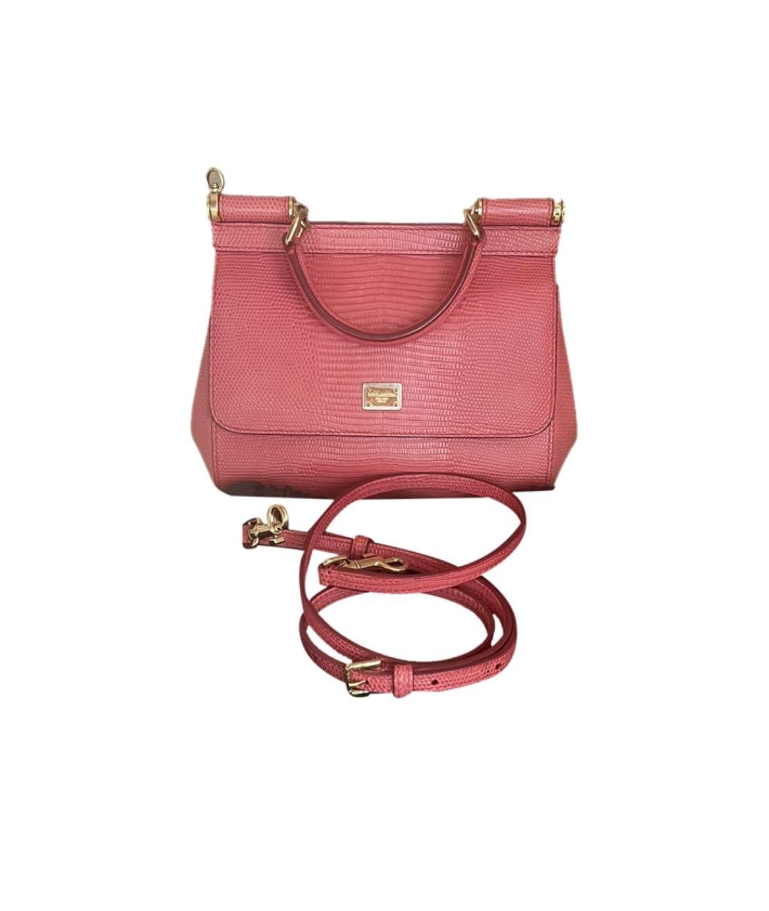 DOLCE&GABBANA Коралловая кожаная сумка с короткими ручками, фото 8