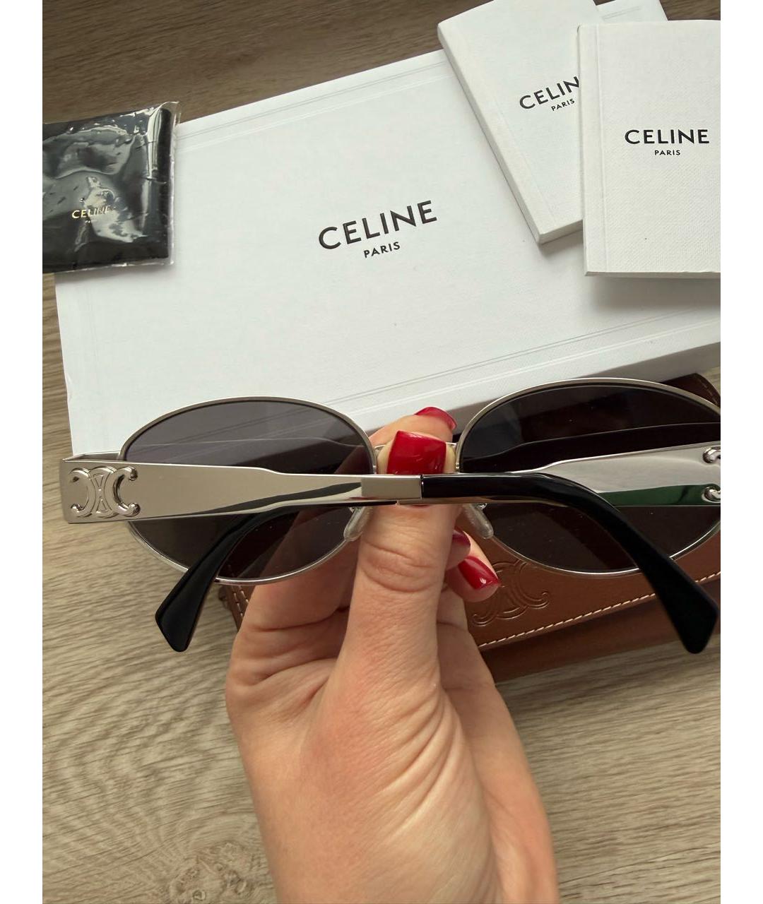 CELINE Серебряные металлические солнцезащитные очки, фото 5