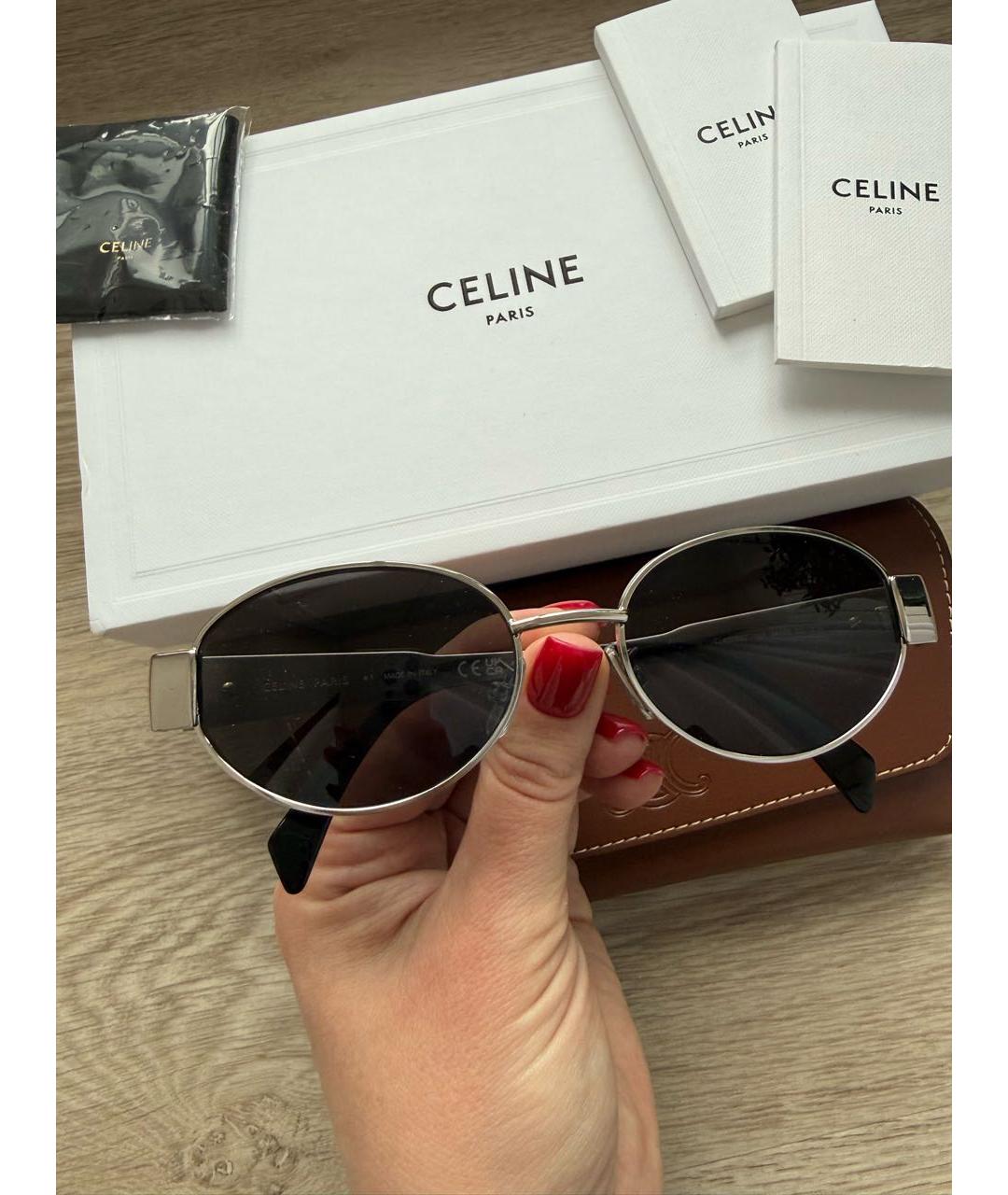 CELINE Серебряные металлические солнцезащитные очки, фото 4