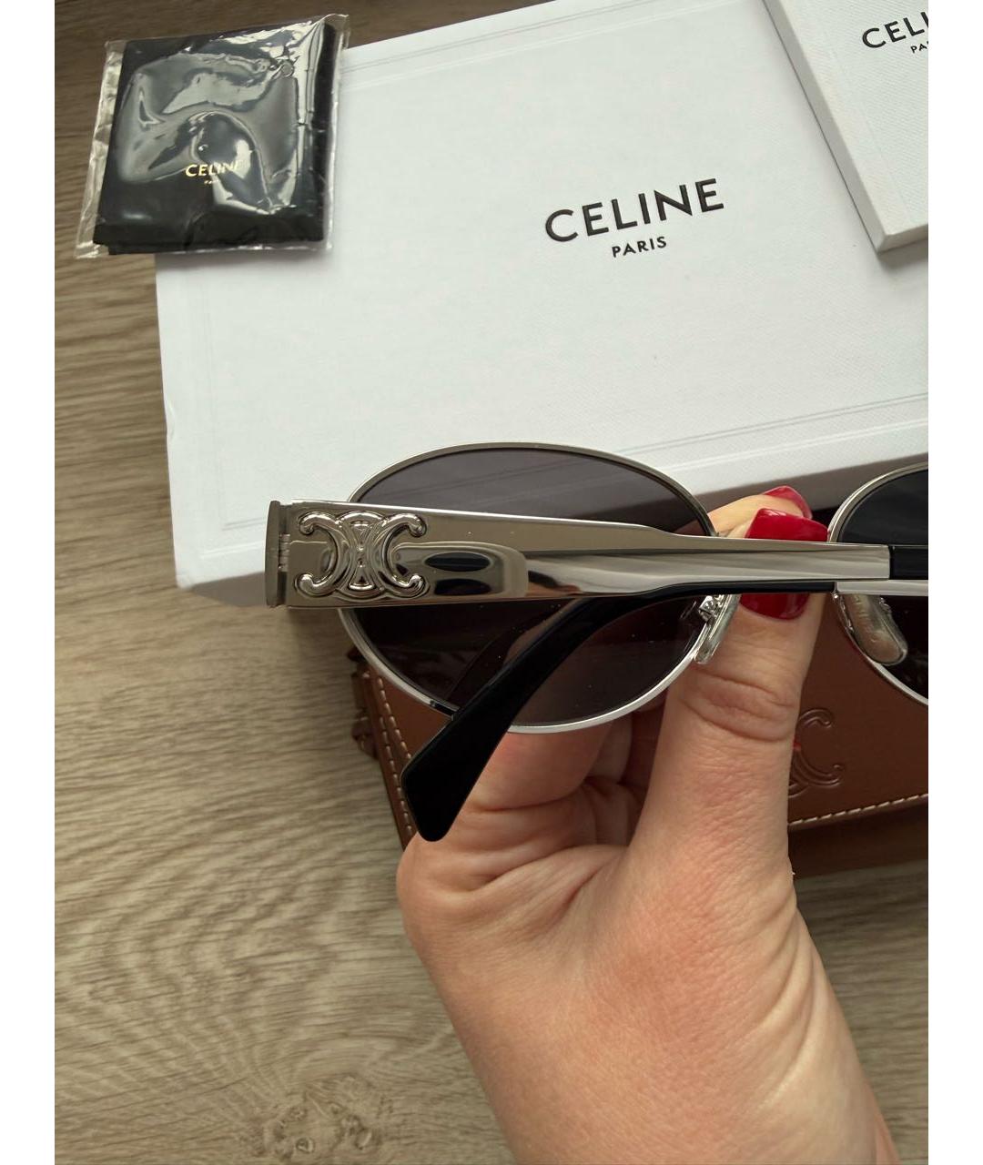 CELINE Серебряные металлические солнцезащитные очки, фото 6
