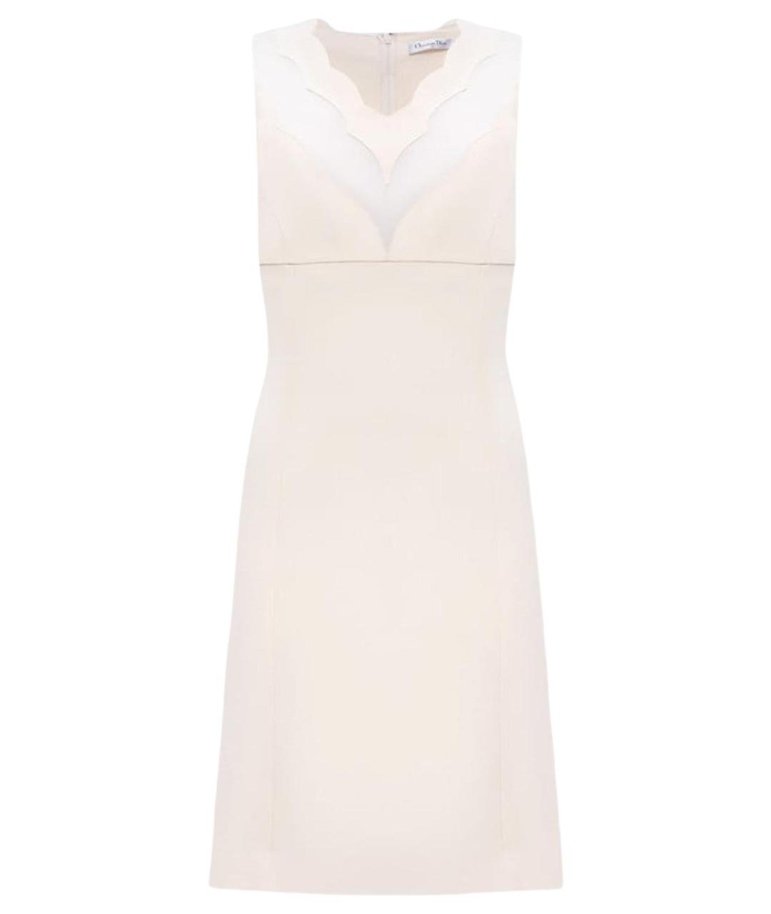 CHRISTIAN DIOR Бежевое шерстяное коктейльное платье, фото 1