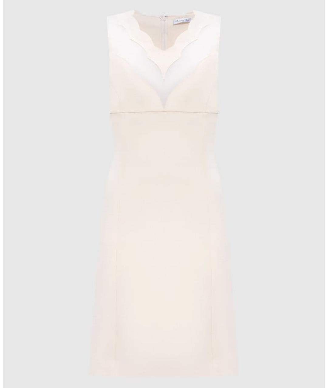 CHRISTIAN DIOR Бежевое шерстяное коктейльное платье, фото 4