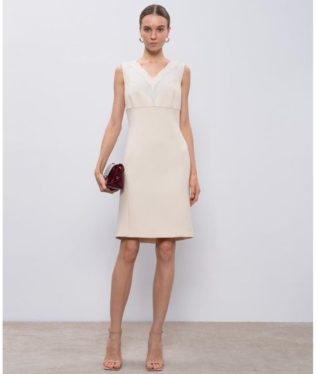 CHRISTIAN DIOR Бежевое шерстяное коктейльное платье, фото 2