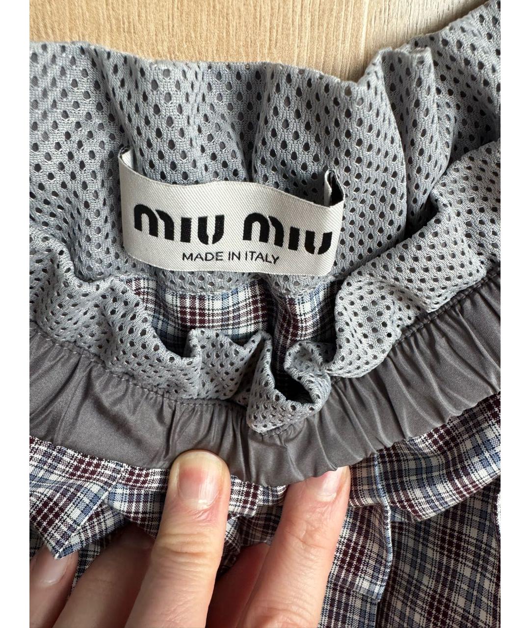 MIU MIU Серая хлопковая юбка миди, фото 5