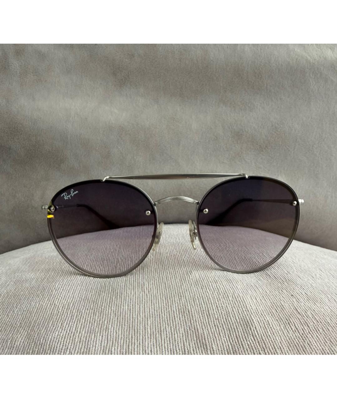 RAY BAN Серебряные металлические солнцезащитные очки, фото 9