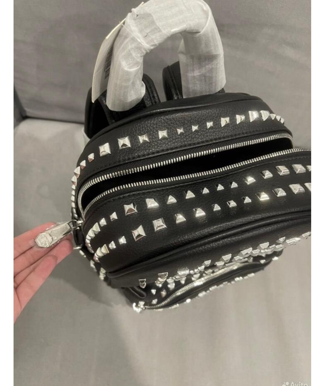 PHILIPP PLEIN Черный кожаный рюкзак, фото 6