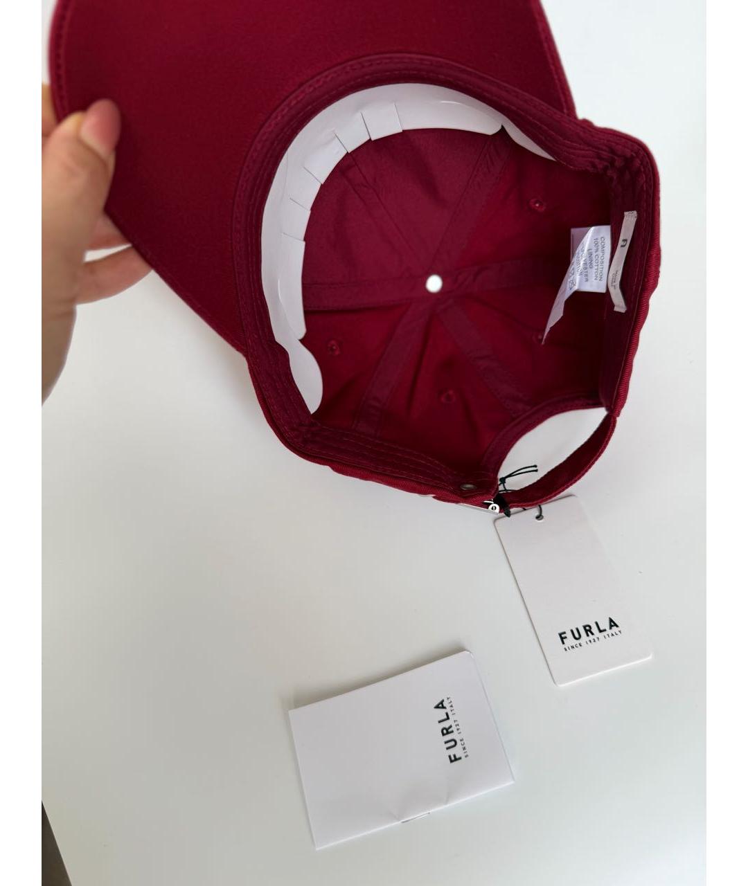 FURLA Бордовая хлопковая кепка, фото 3