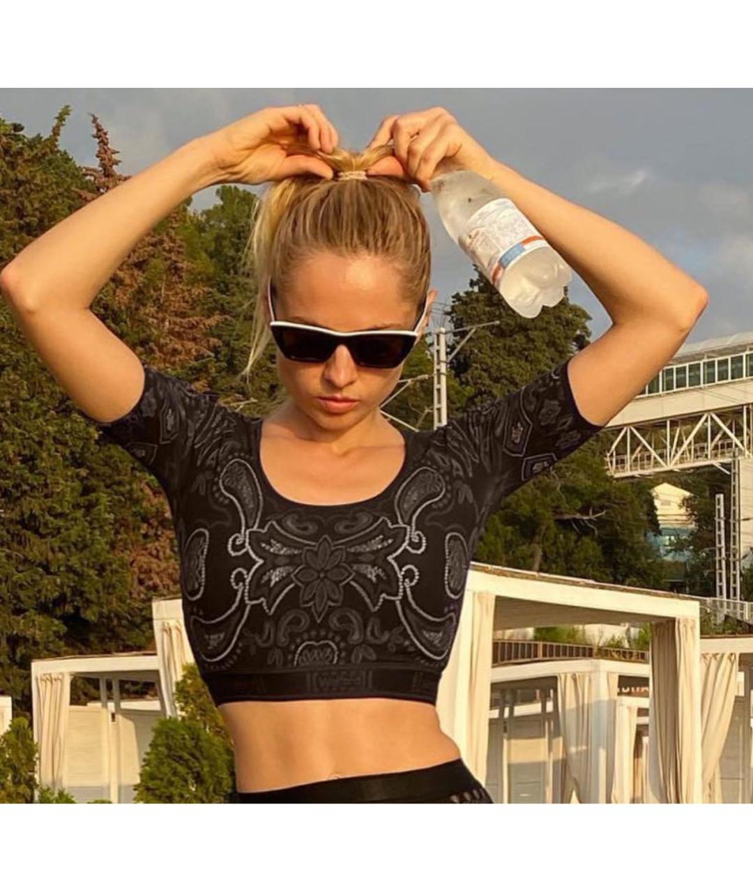 WOLFORD Темно-синяя полиамидовая футболка, фото 4