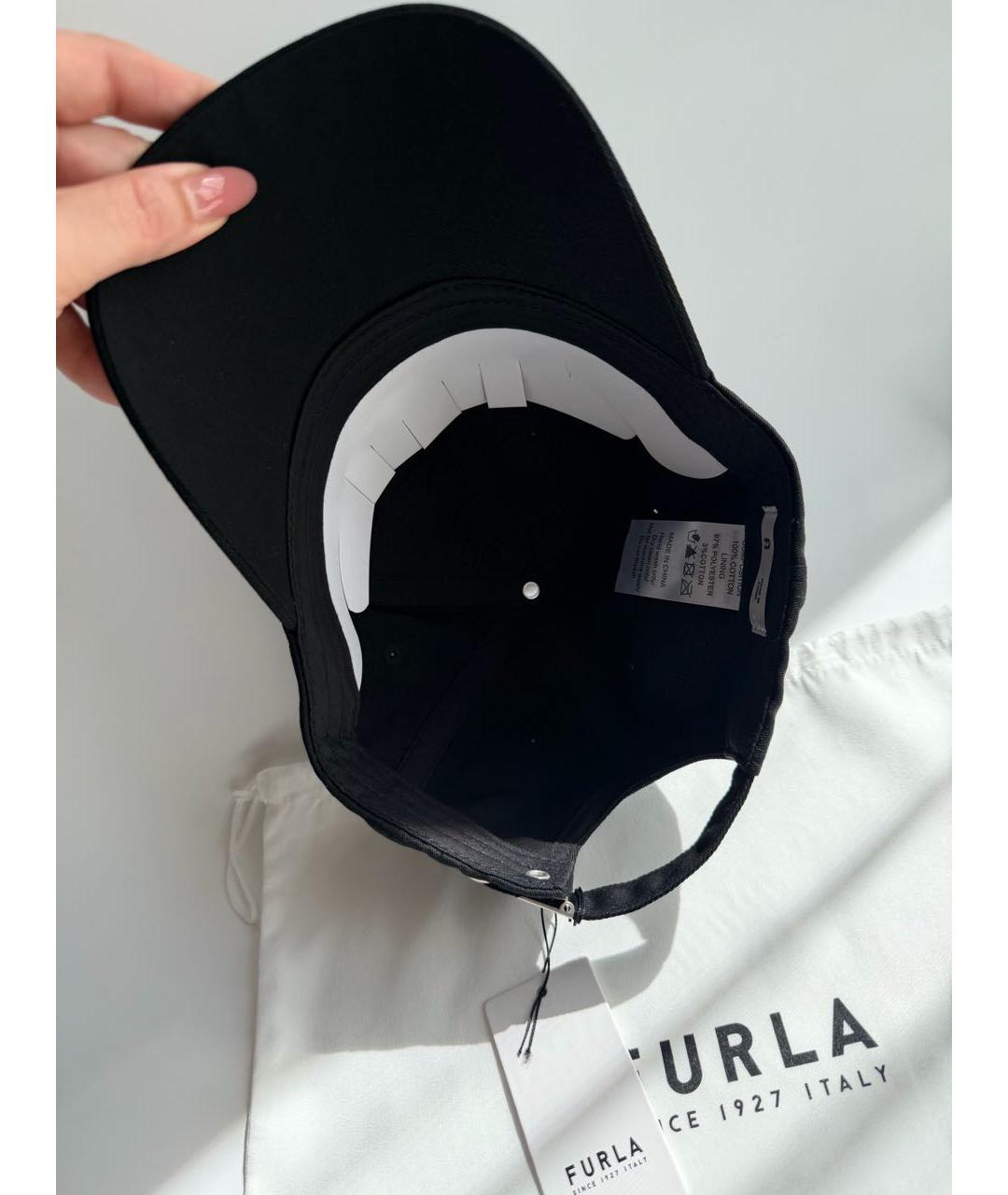 FURLA Черная хлопковая кепка, фото 2
