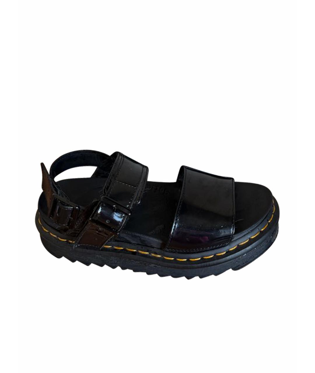 DR. MARTENS Черные босоножки из лакированной кожи, фото 1
