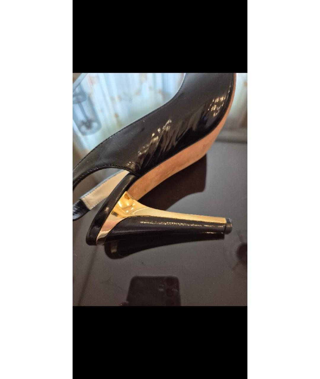 JIMMY CHOO Черные босоножки из лакированной кожи, фото 8