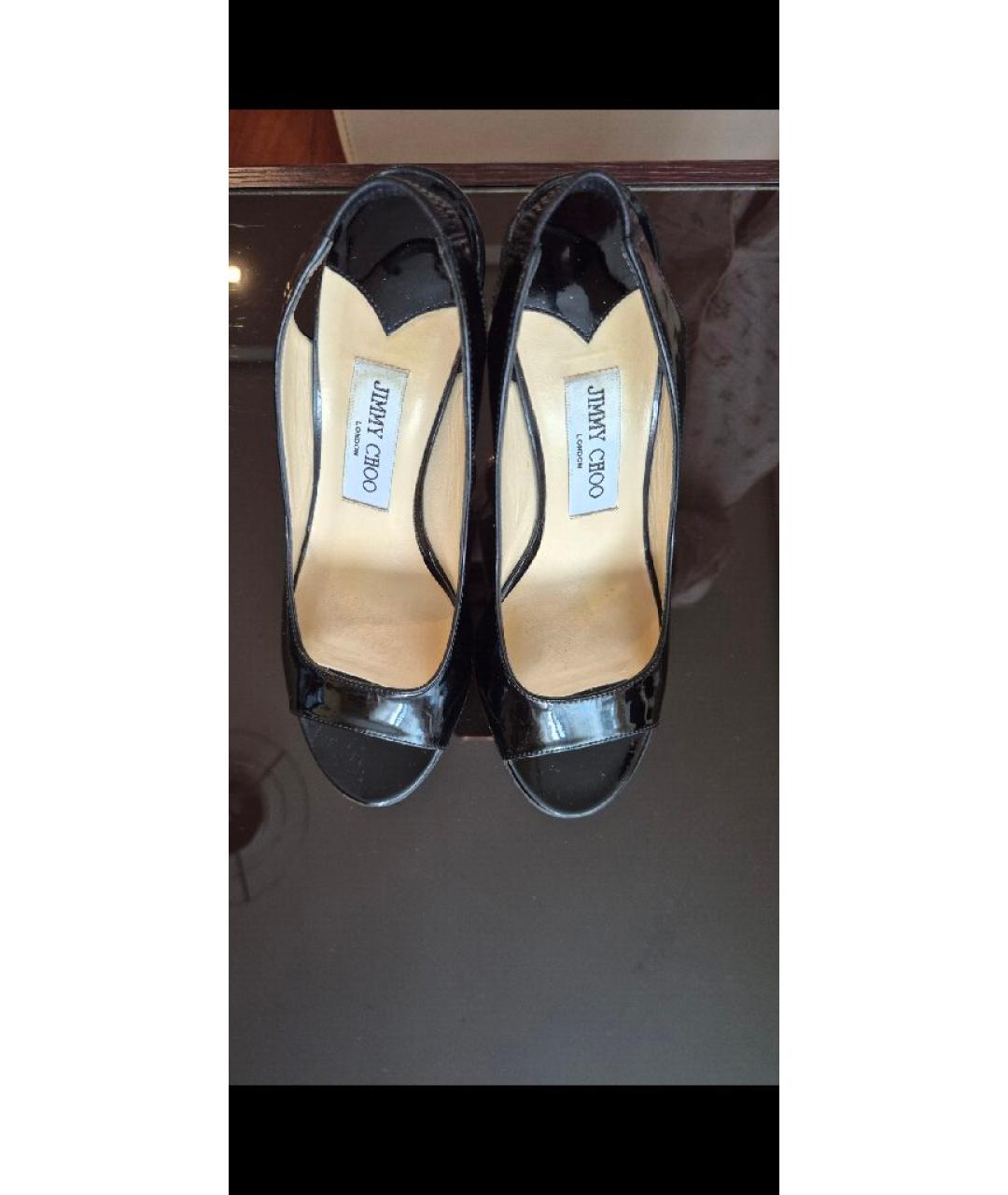 JIMMY CHOO Черные босоножки из лакированной кожи, фото 3