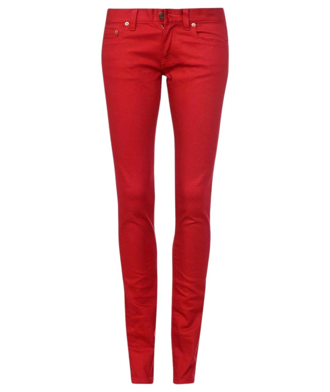 SAINT LAURENT Бордовые хлопко-эластановые джинсы слим, фото 1
