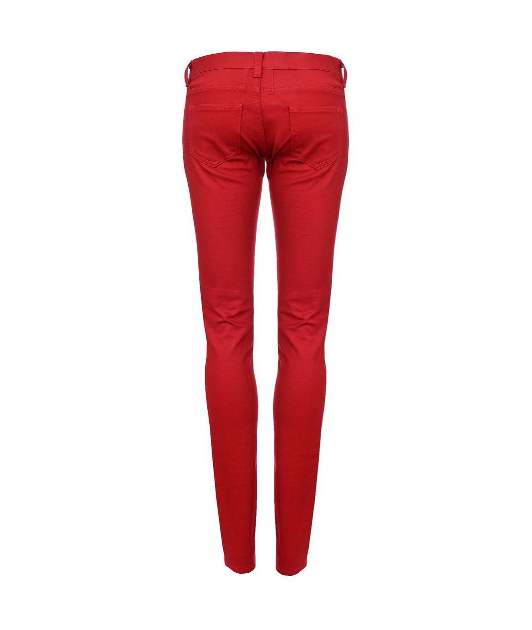SAINT LAURENT Бордовые хлопко-эластановые джинсы слим, фото 2