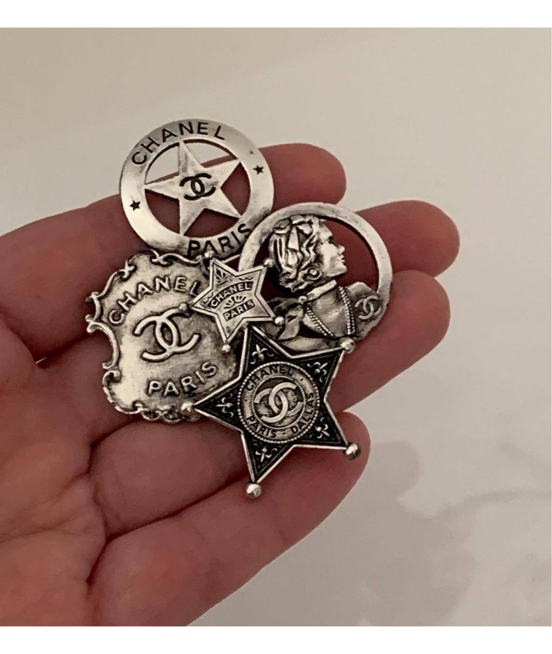 CHANEL Серебряная металлическая булавка / брошь, фото 2