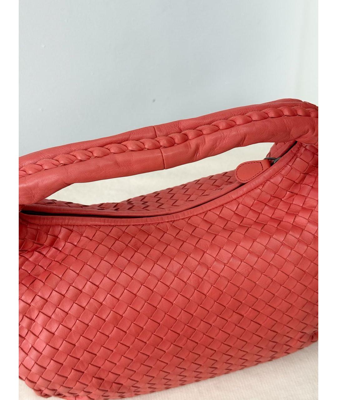 BOTTEGA VENETA Коралловая кожаная сумка с короткими ручками, фото 3