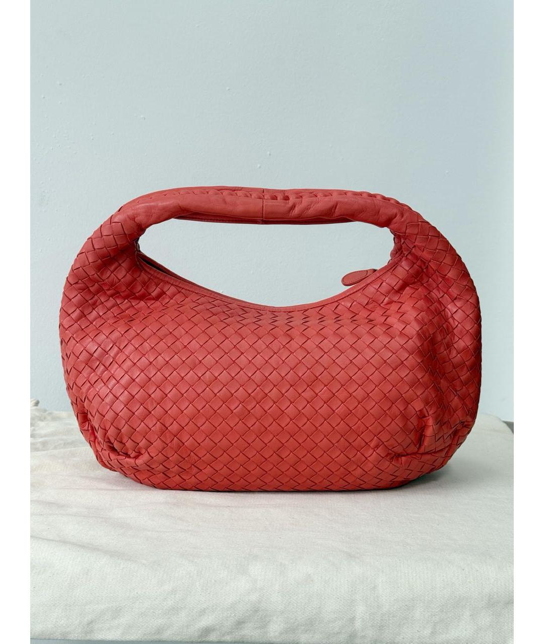BOTTEGA VENETA Коралловая кожаная сумка с короткими ручками, фото 9