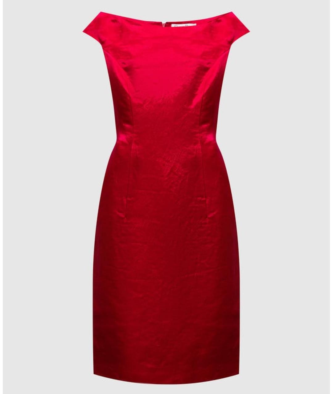 CHRISTIAN DIOR Розовое льняное коктейльное платье, фото 5