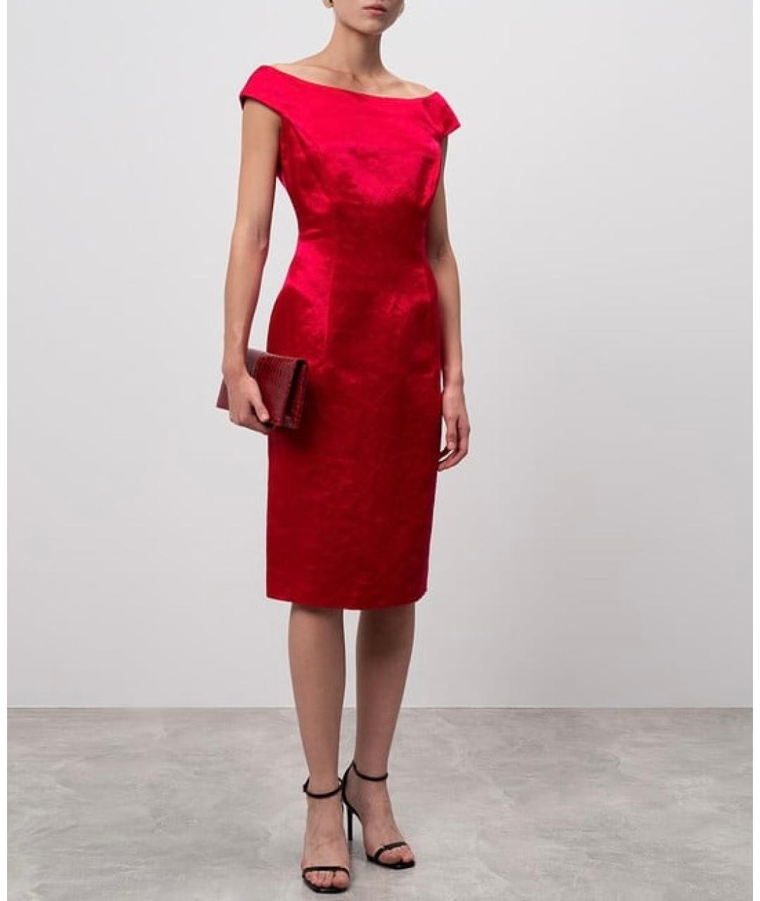 CHRISTIAN DIOR Розовое льняное коктейльное платье, фото 4