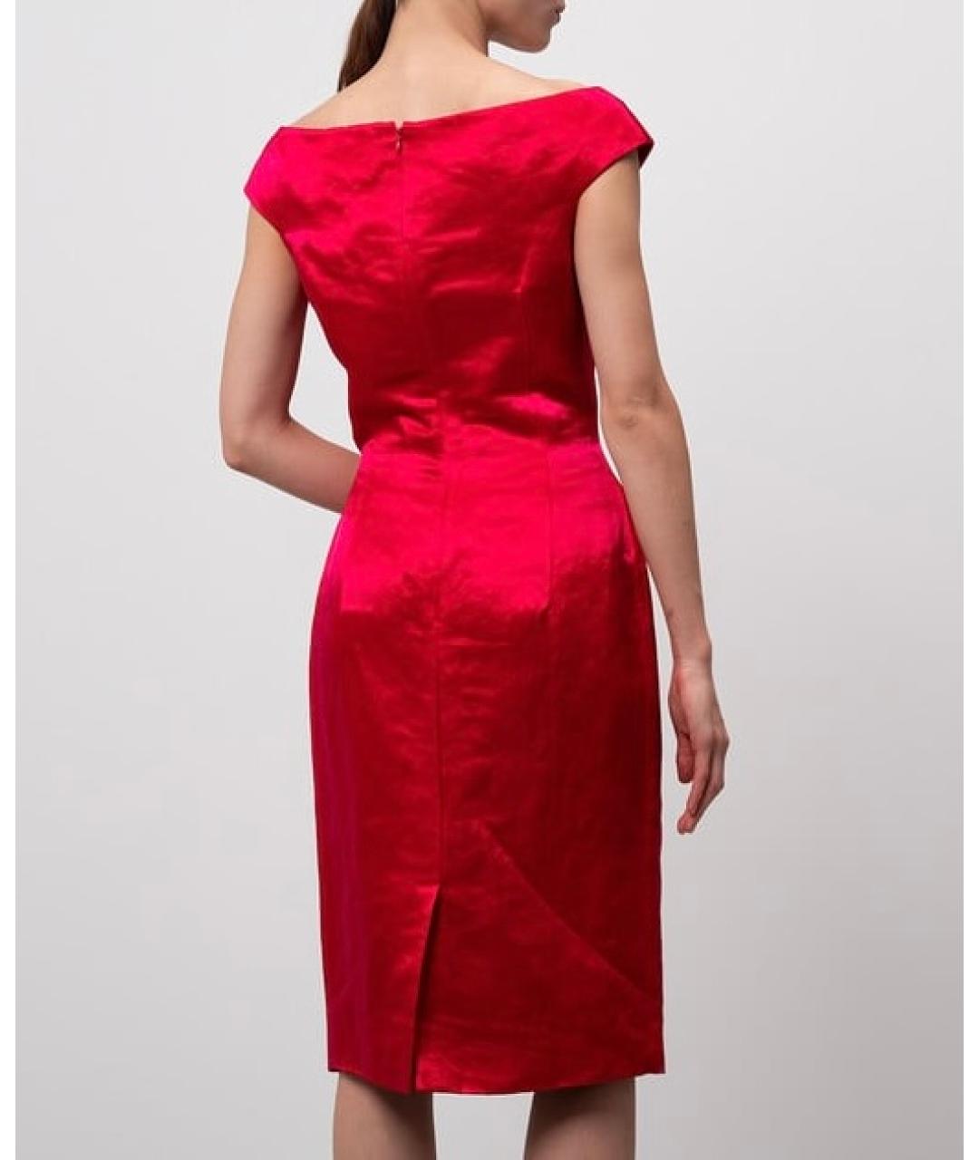 CHRISTIAN DIOR Розовое льняное коктейльное платье, фото 3