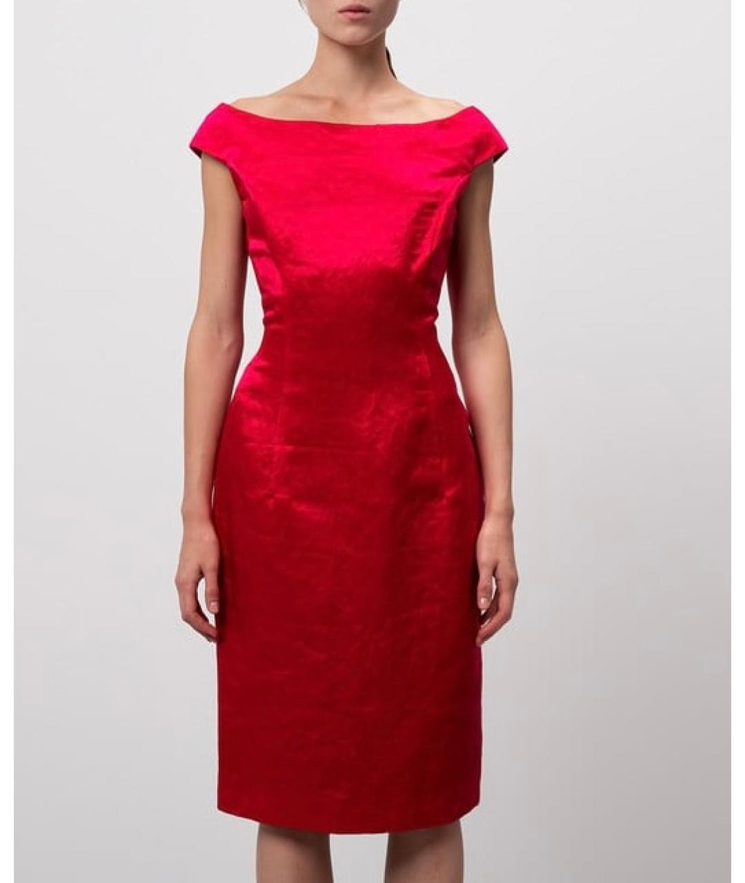 CHRISTIAN DIOR Розовое льняное коктейльное платье, фото 2