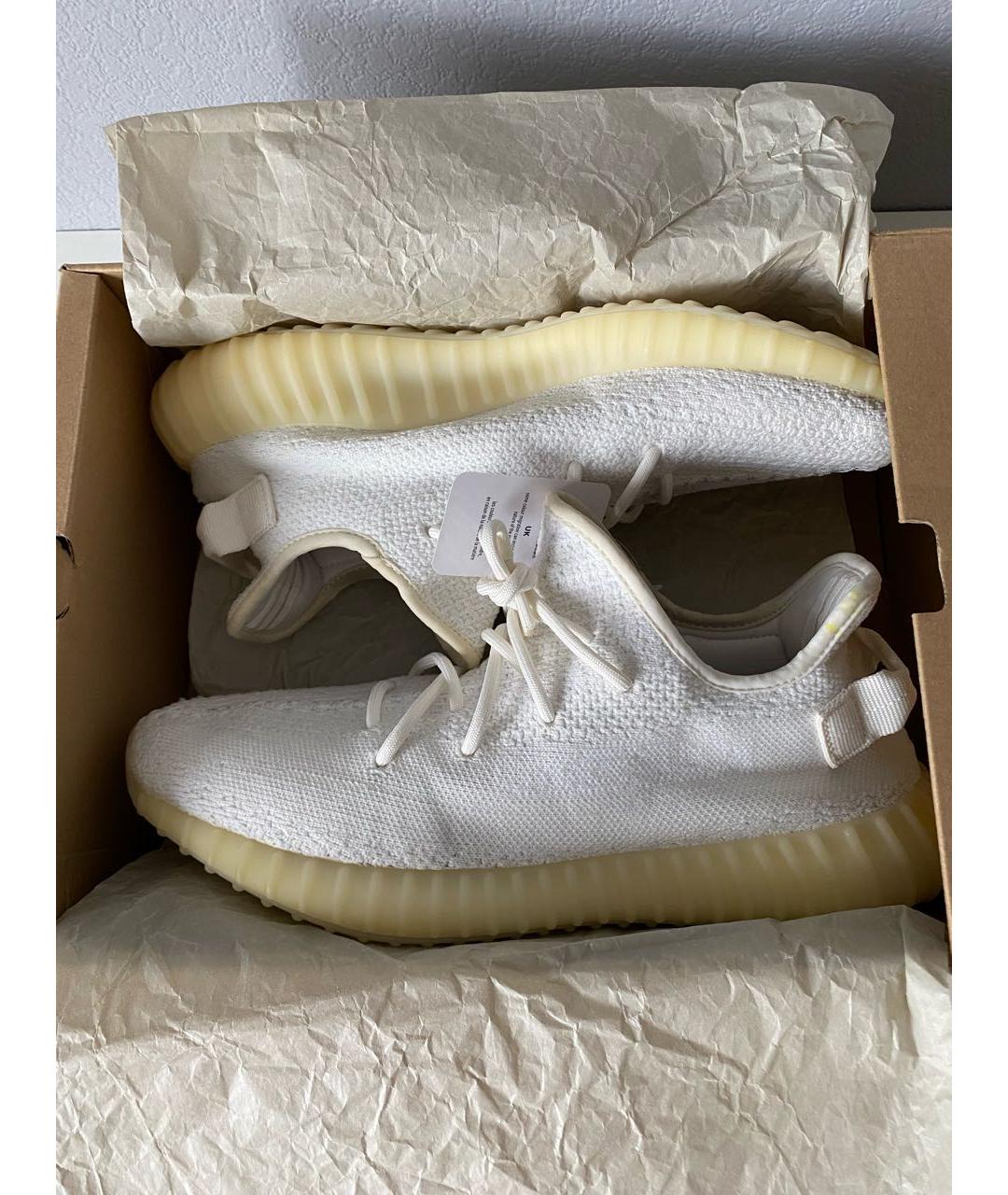 ADIDAS YEEZY Белые текстильные низкие кроссовки / кеды, фото 2