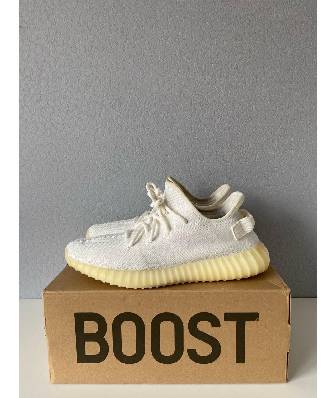 ADIDAS YEEZY Белые текстильные низкие кроссовки / кеды, фото 3