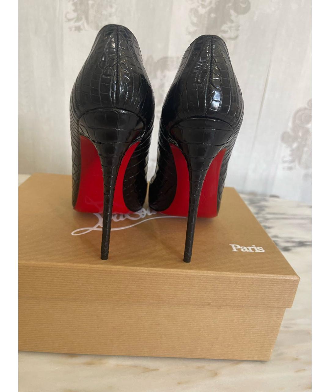 CHRISTIAN LOUBOUTIN Черные туфли из экзотической кожи, фото 4