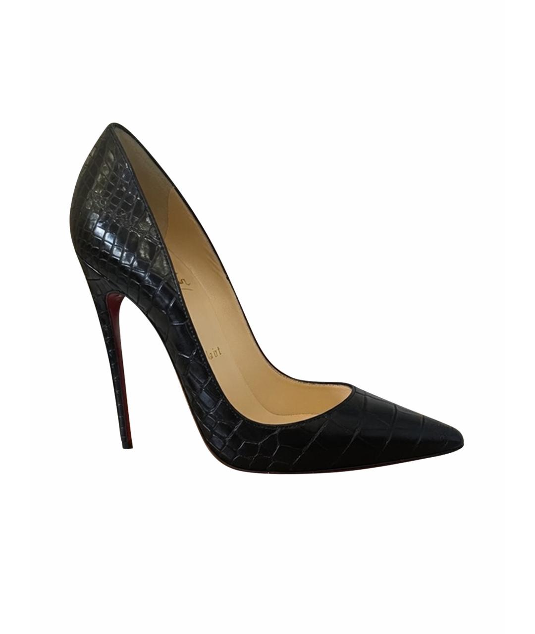 CHRISTIAN LOUBOUTIN Черные туфли из экзотической кожи, фото 1