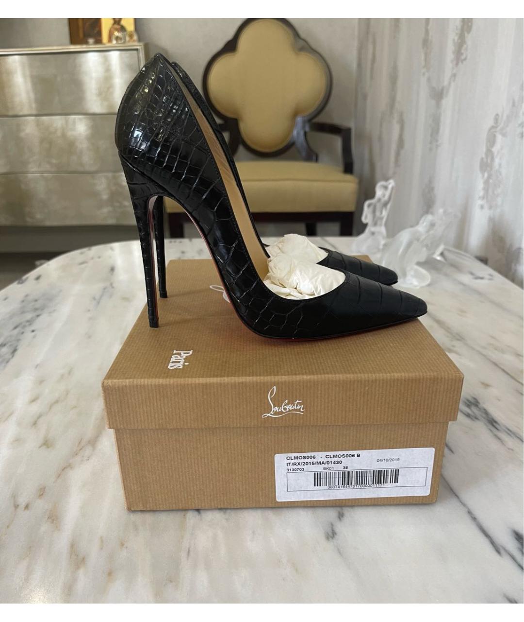 CHRISTIAN LOUBOUTIN Черные туфли из экзотической кожи, фото 7