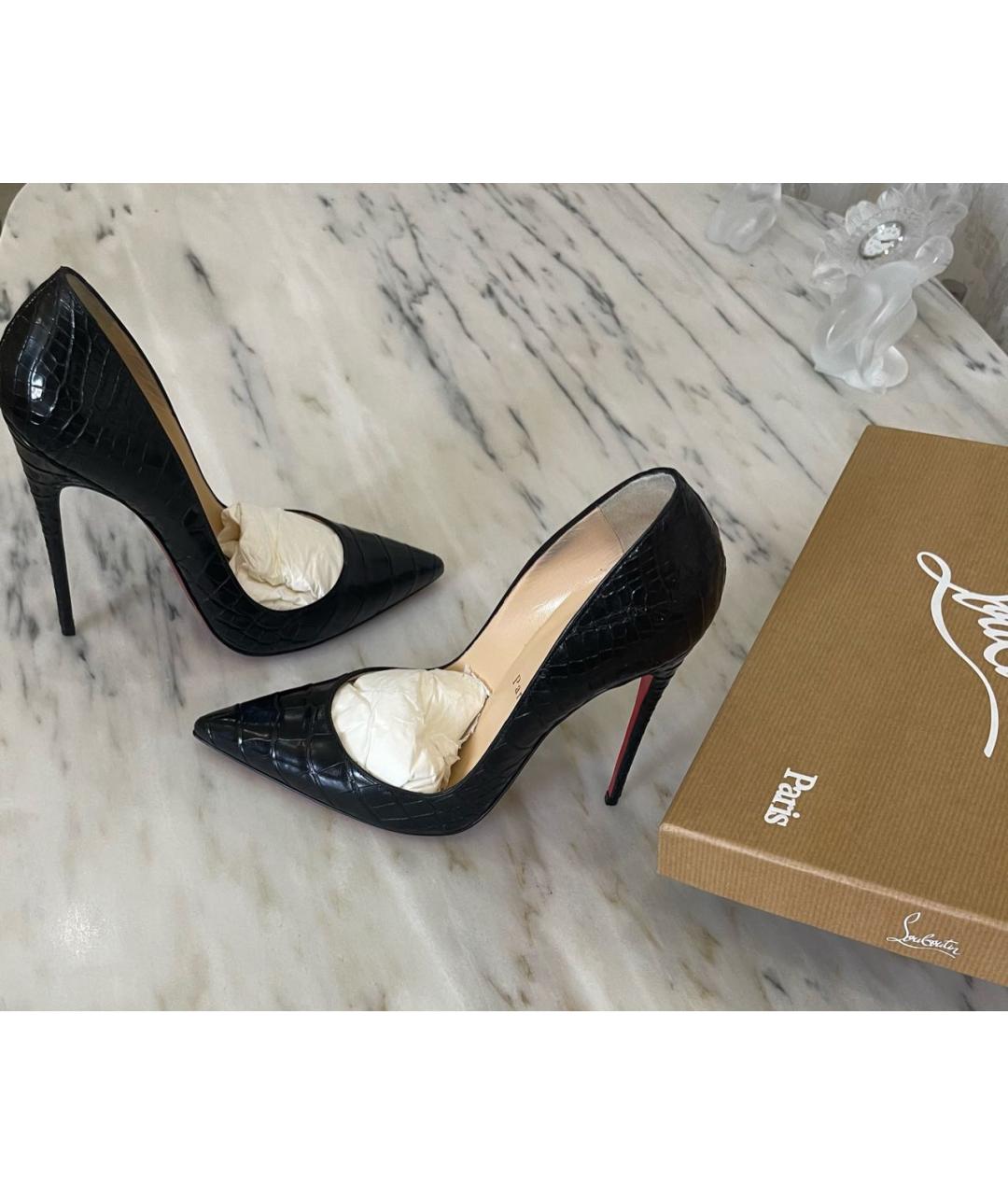 CHRISTIAN LOUBOUTIN Черные туфли из экзотической кожи, фото 3