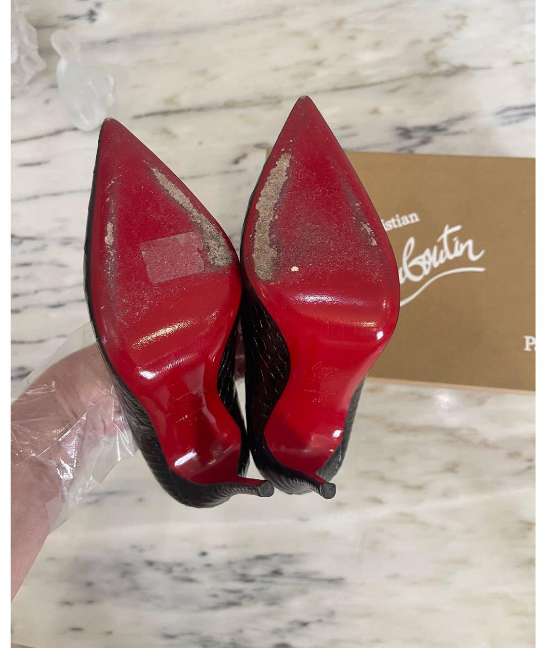 CHRISTIAN LOUBOUTIN Черные туфли из экзотической кожи, фото 6