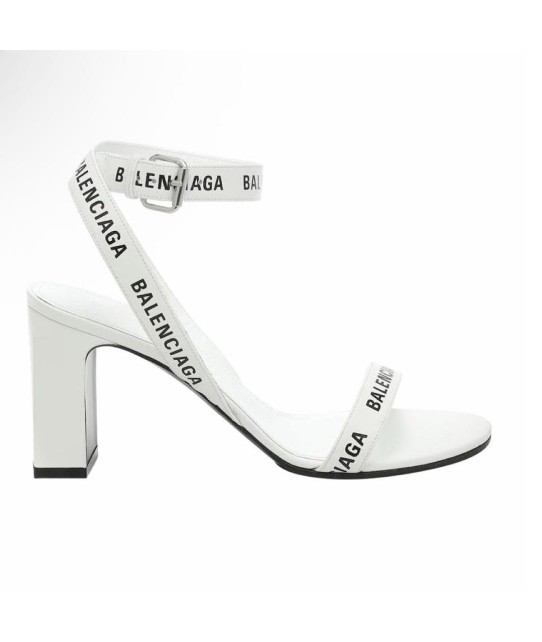 BALENCIAGA Белые кожаные босоножки, фото 8