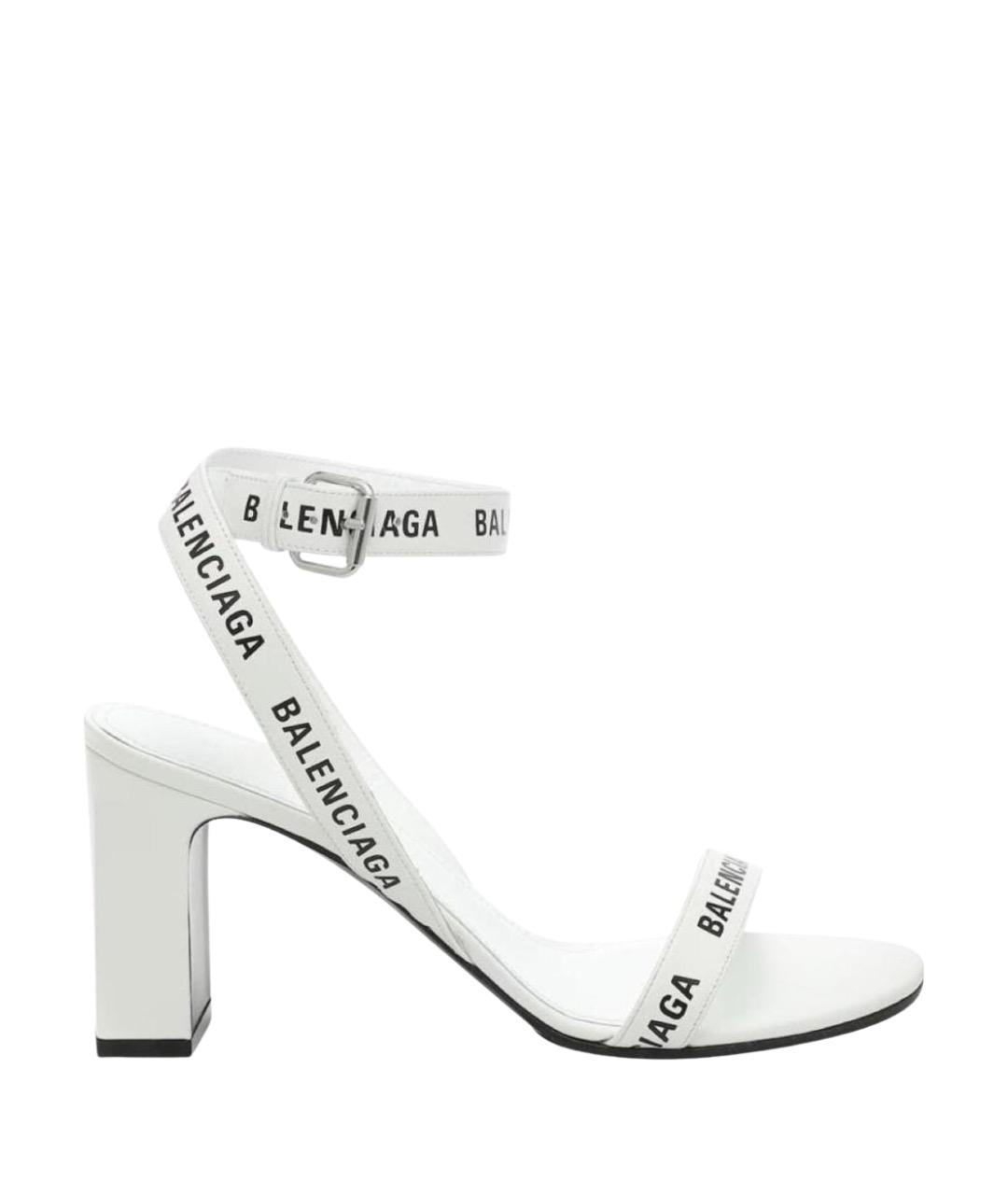 BALENCIAGA Белые кожаные босоножки, фото 1