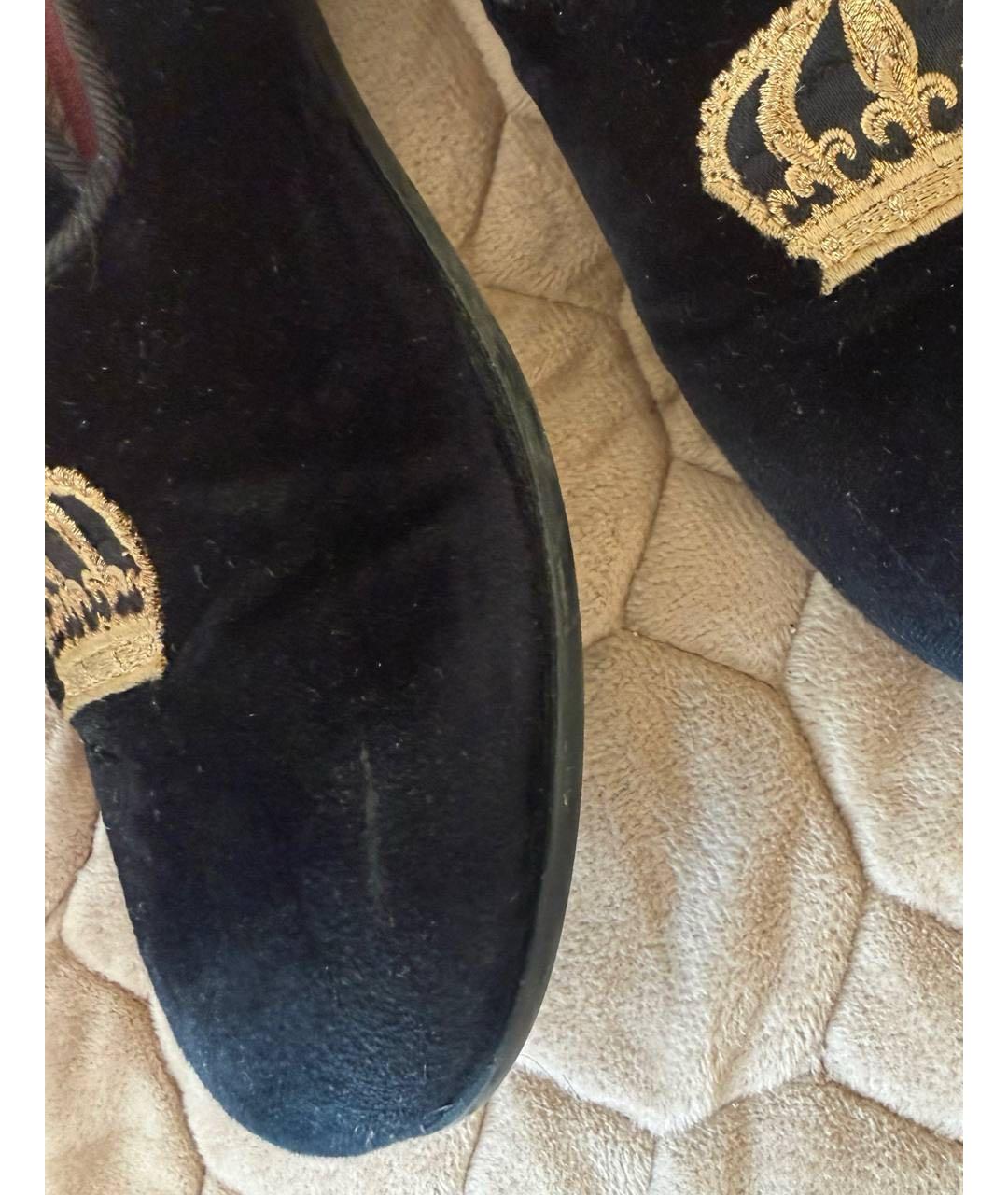 DOLCE&GABBANA Черные бархатные мокасины, фото 5