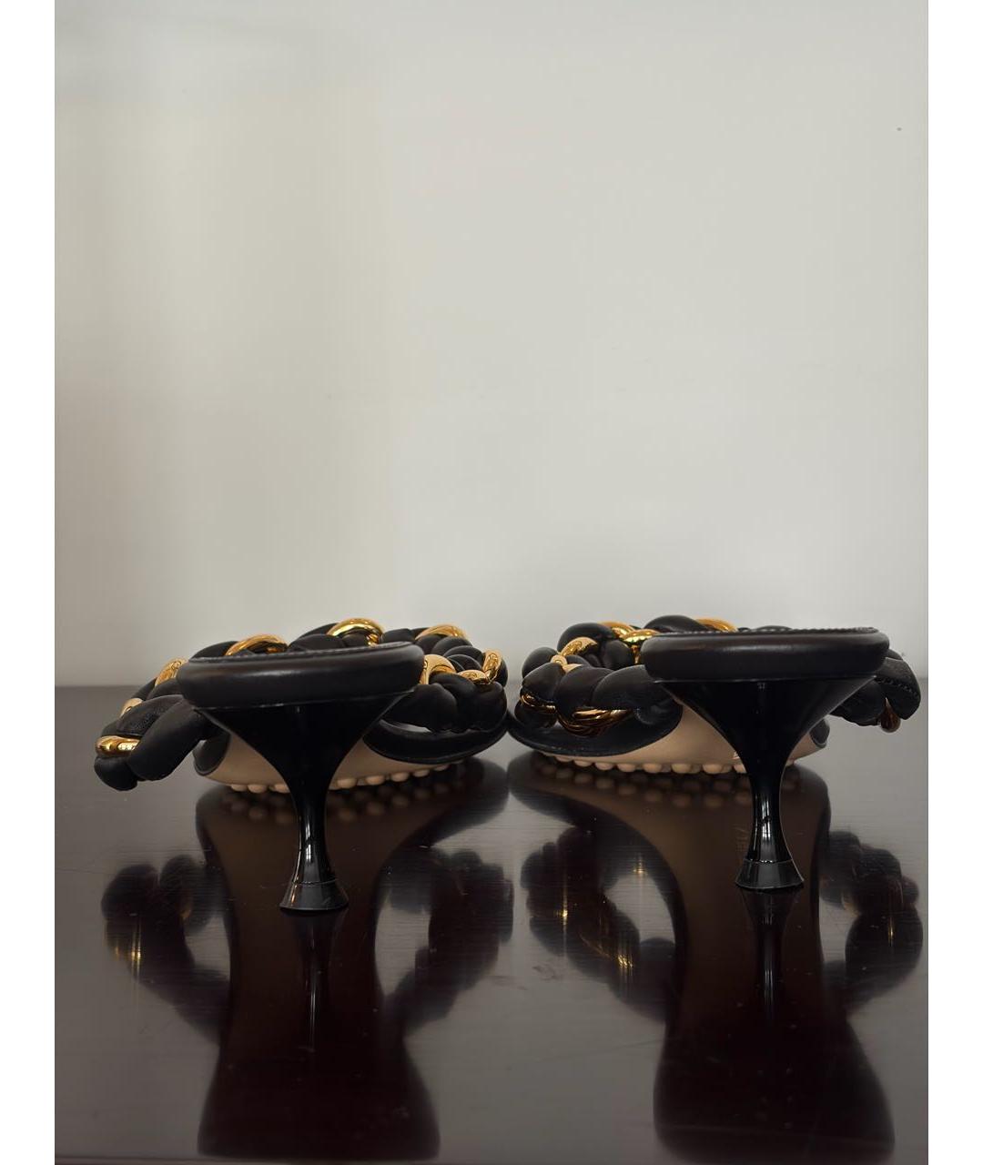 BOTTEGA VENETA Черные кожаные босоножки, фото 4