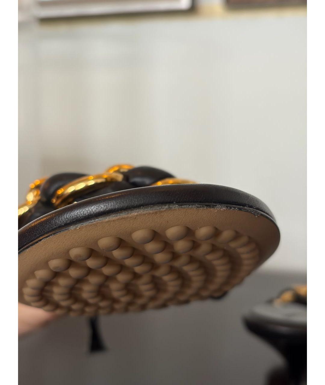 BOTTEGA VENETA Черные кожаные босоножки, фото 5