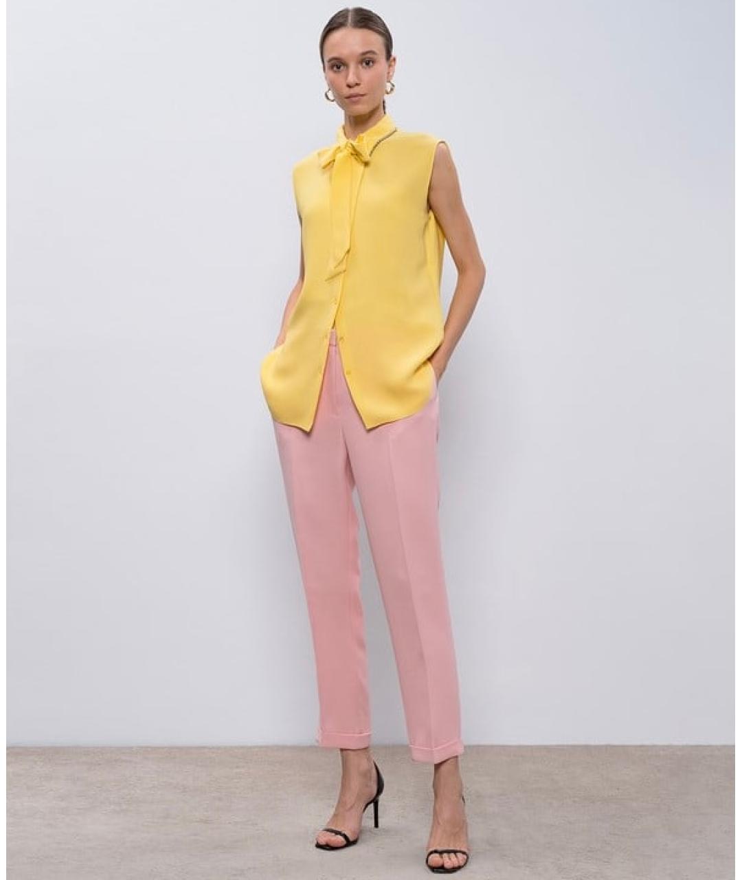 CHRISTIAN DIOR Розовые шелковые прямые брюки, фото 2