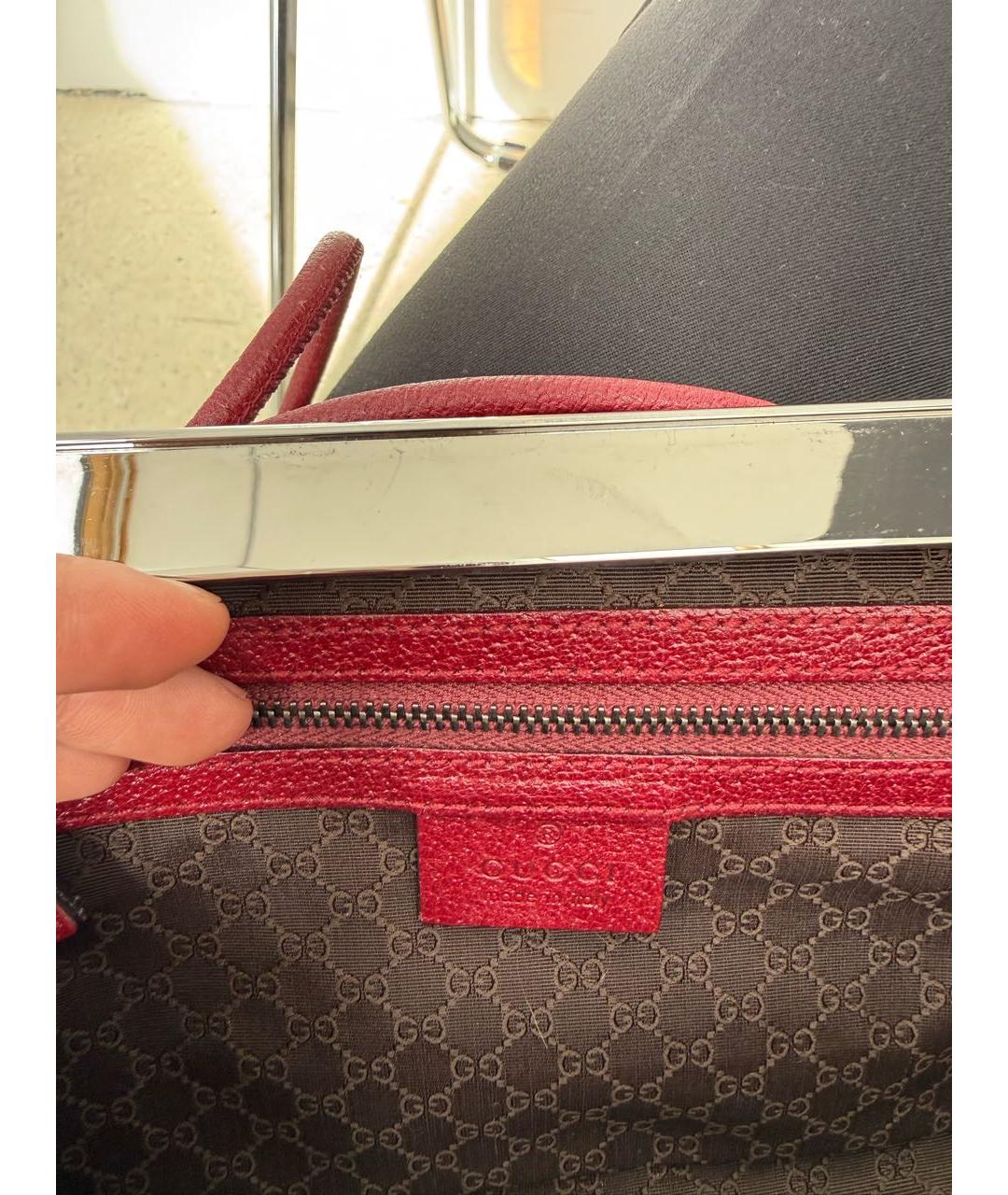 GUCCI Бордовая кожаная сумка через плечо, фото 5