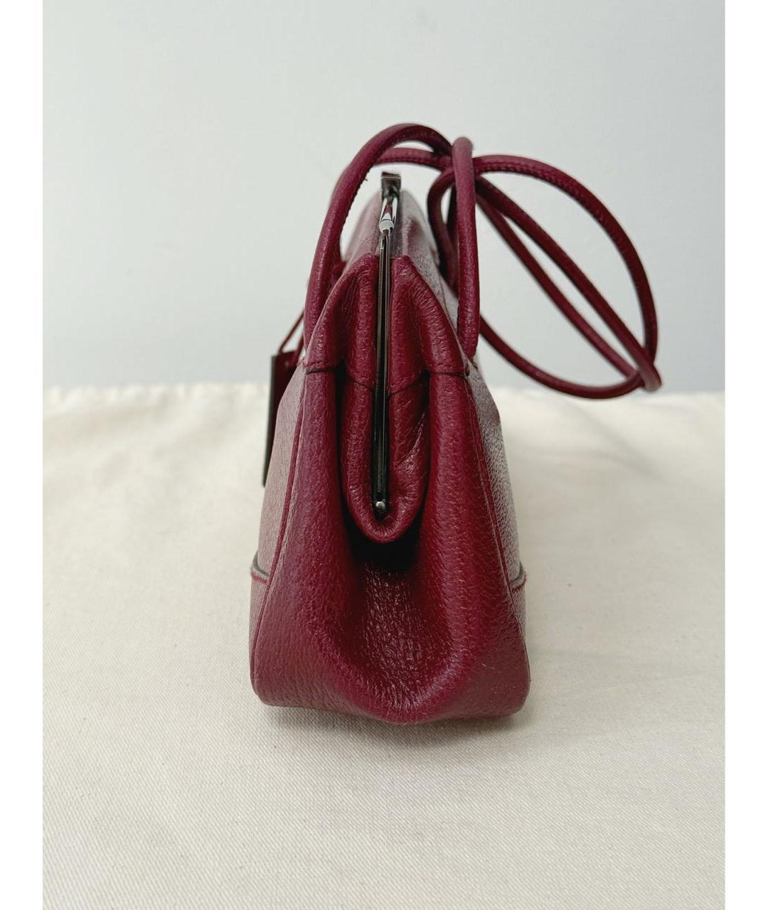 GUCCI Бордовая кожаная сумка через плечо, фото 2