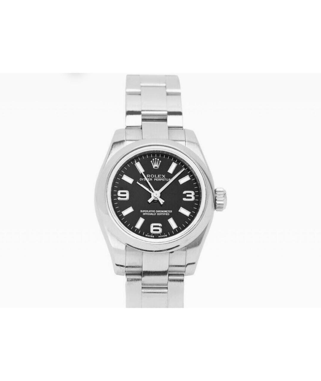 ROLEX Черные металлические часы, фото 8