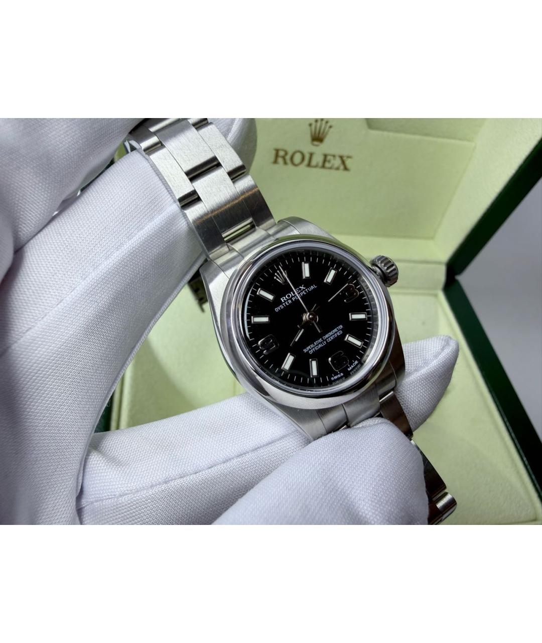 ROLEX Черные металлические часы, фото 2