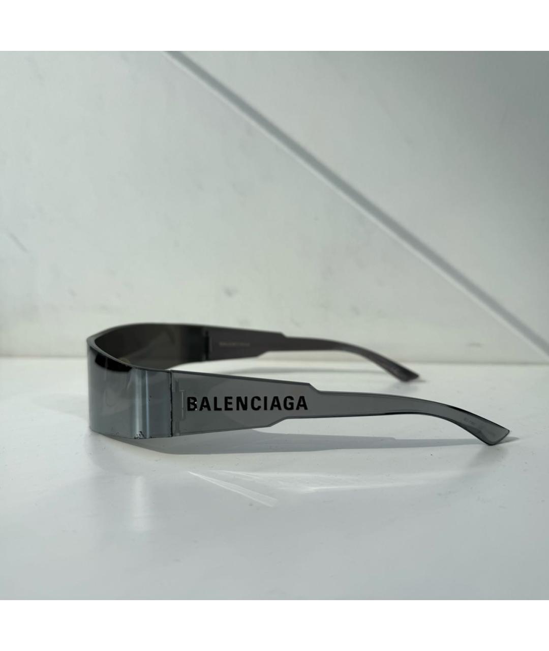 BALENCIAGA Серебряные пластиковые солнцезащитные очки, фото 3