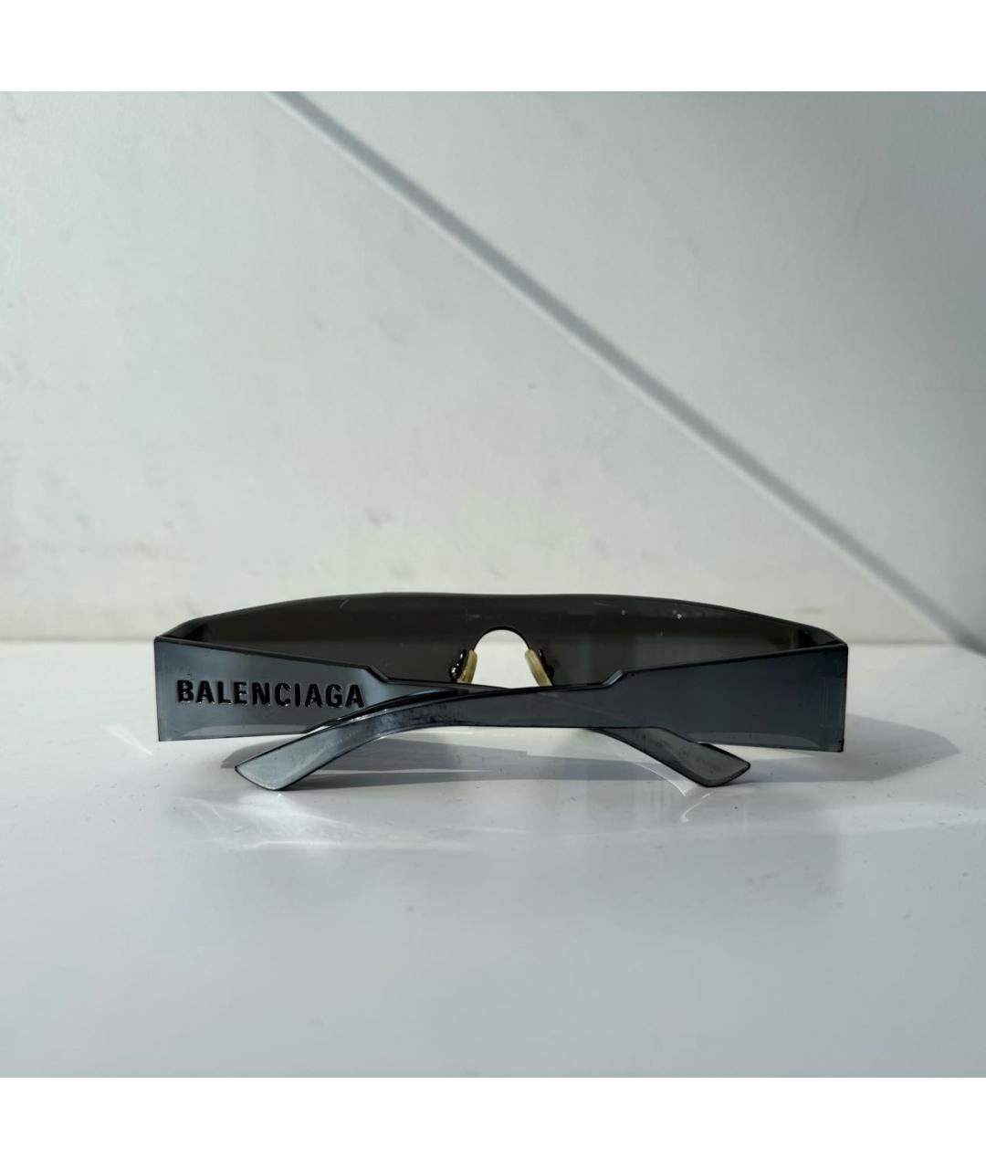 BALENCIAGA Серебряные пластиковые солнцезащитные очки, фото 7