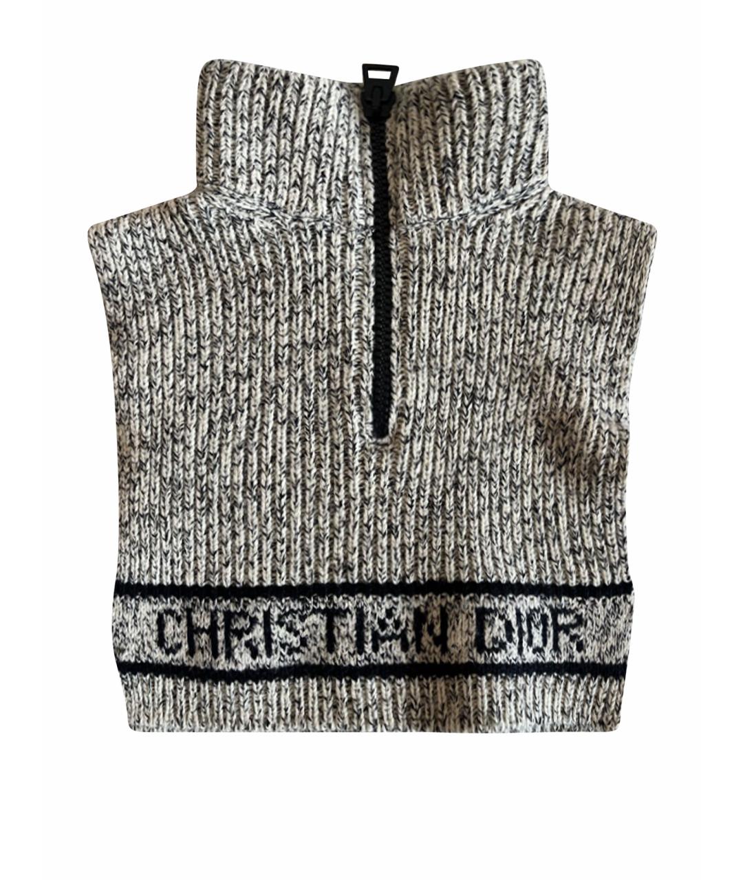 CHRISTIAN DIOR Серый шерстяной воротник, фото 1