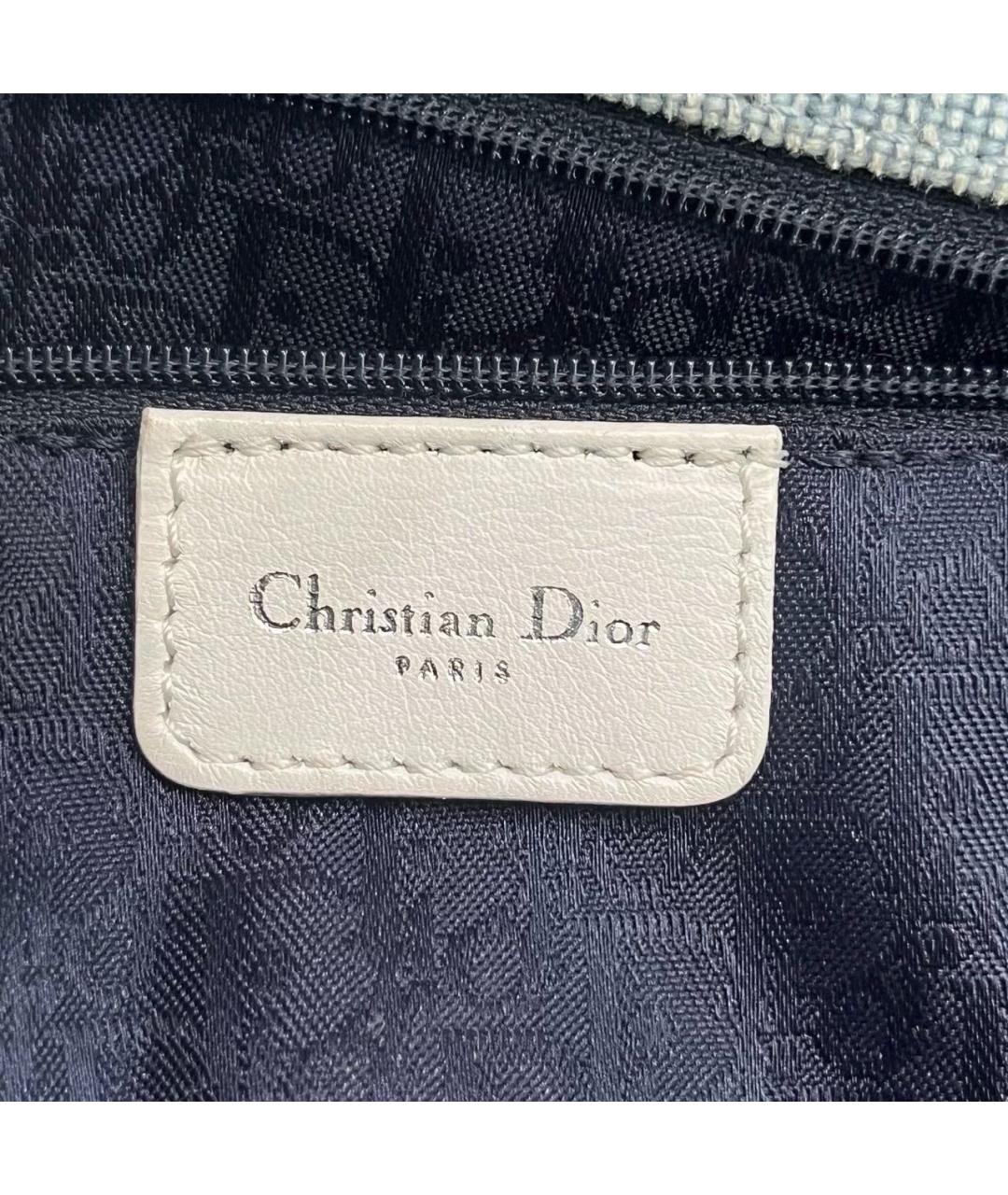 CHRISTIAN DIOR Голубая тканевая сумка через плечо, фото 6