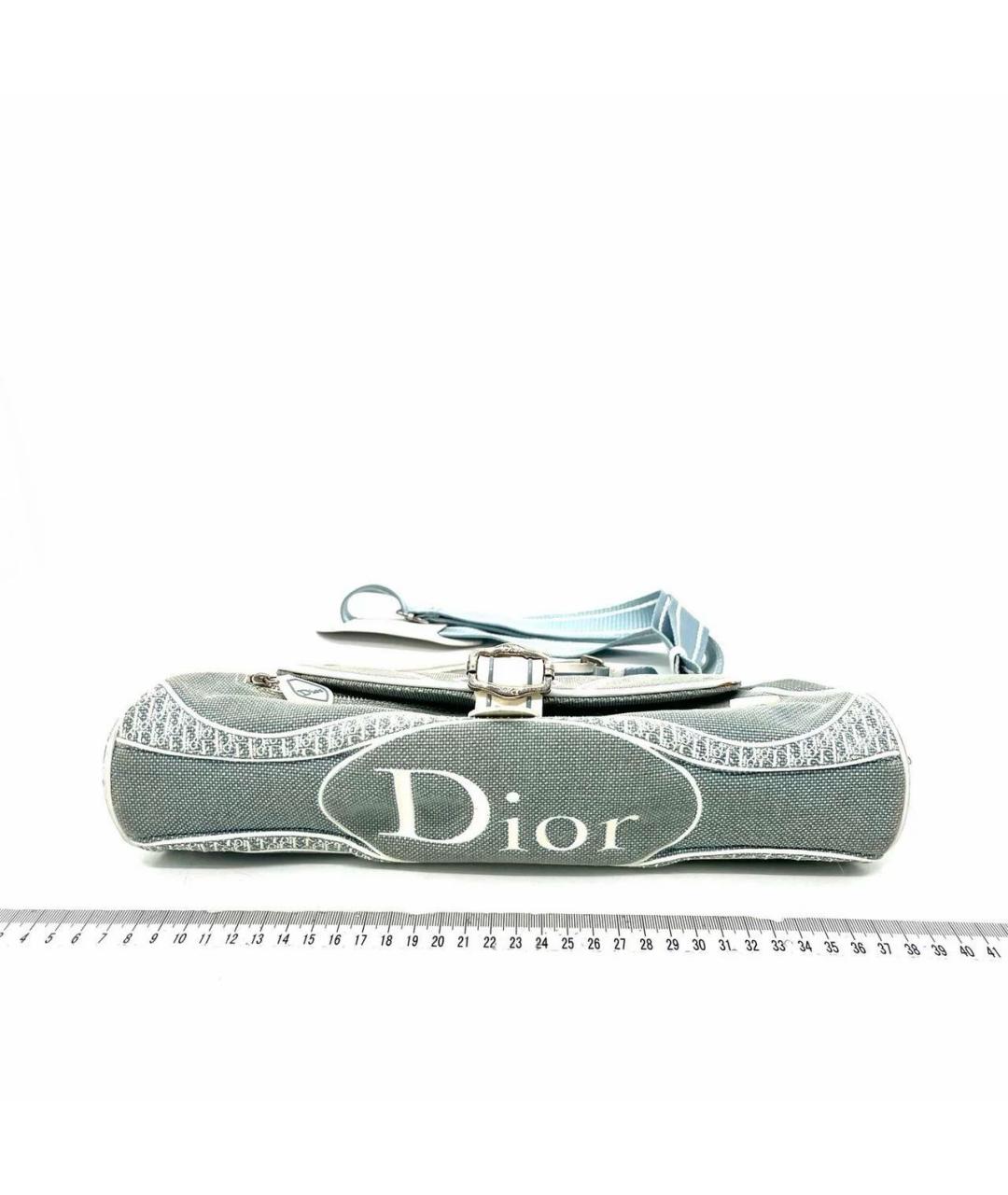 CHRISTIAN DIOR Голубая тканевая сумка через плечо, фото 4