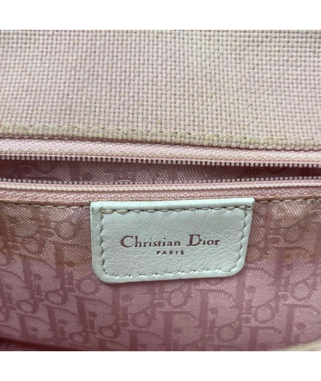 CHRISTIAN DIOR Розовая тканевая сумка через плечо, фото 5