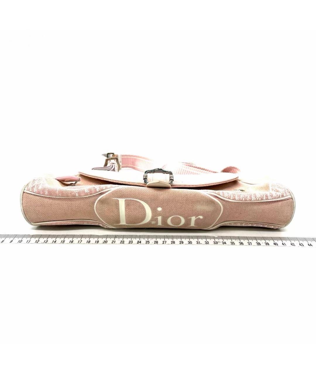 CHRISTIAN DIOR Розовая тканевая сумка через плечо, фото 4